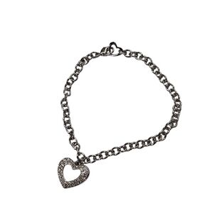 Swarovski Heart Charm Bracelet – 7.5" – Rhodium Plated Crystal Pavé